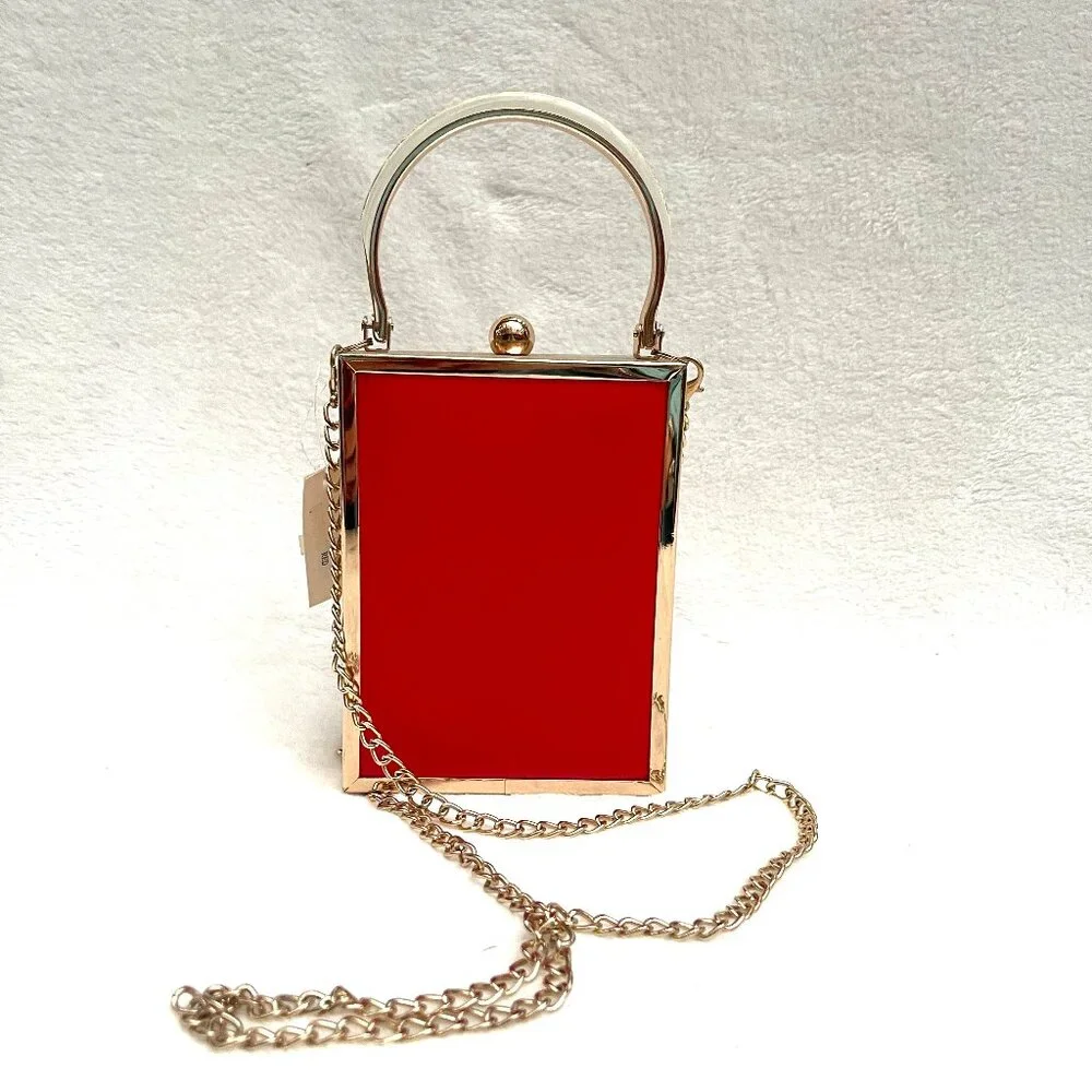 NWT Applique face Acrylic clutch/crossbody bag - Picture 9 of 13